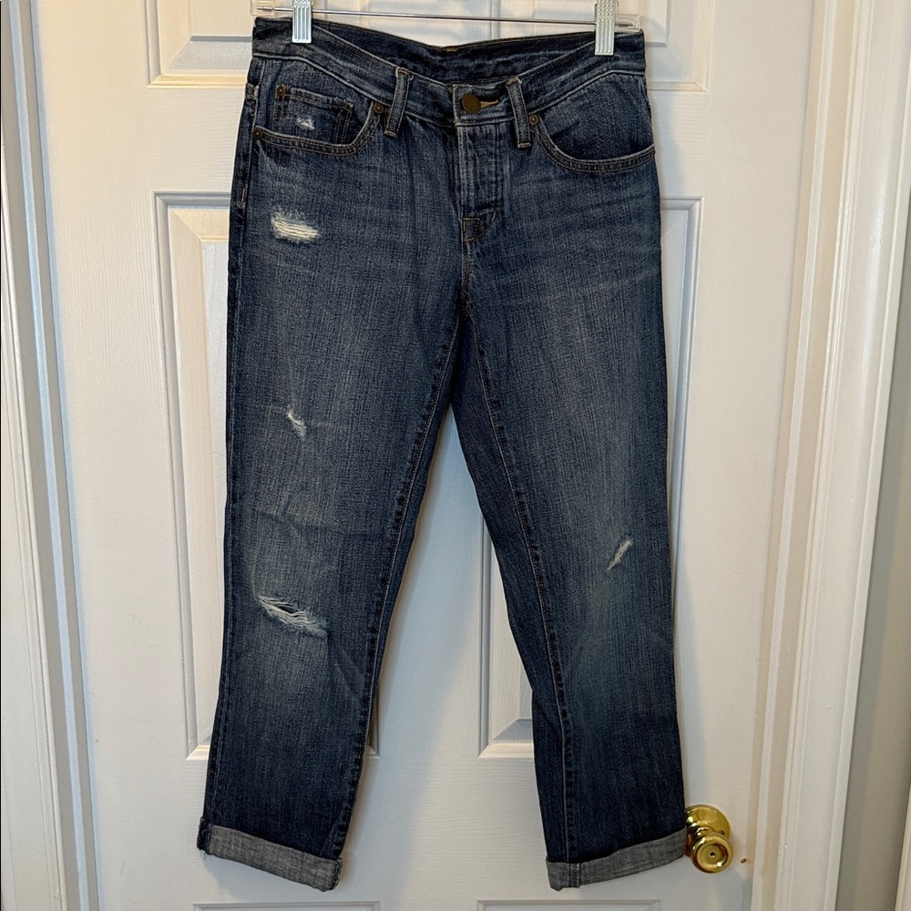 LOFT Dark Blue Distressed Boyfriend Jeans